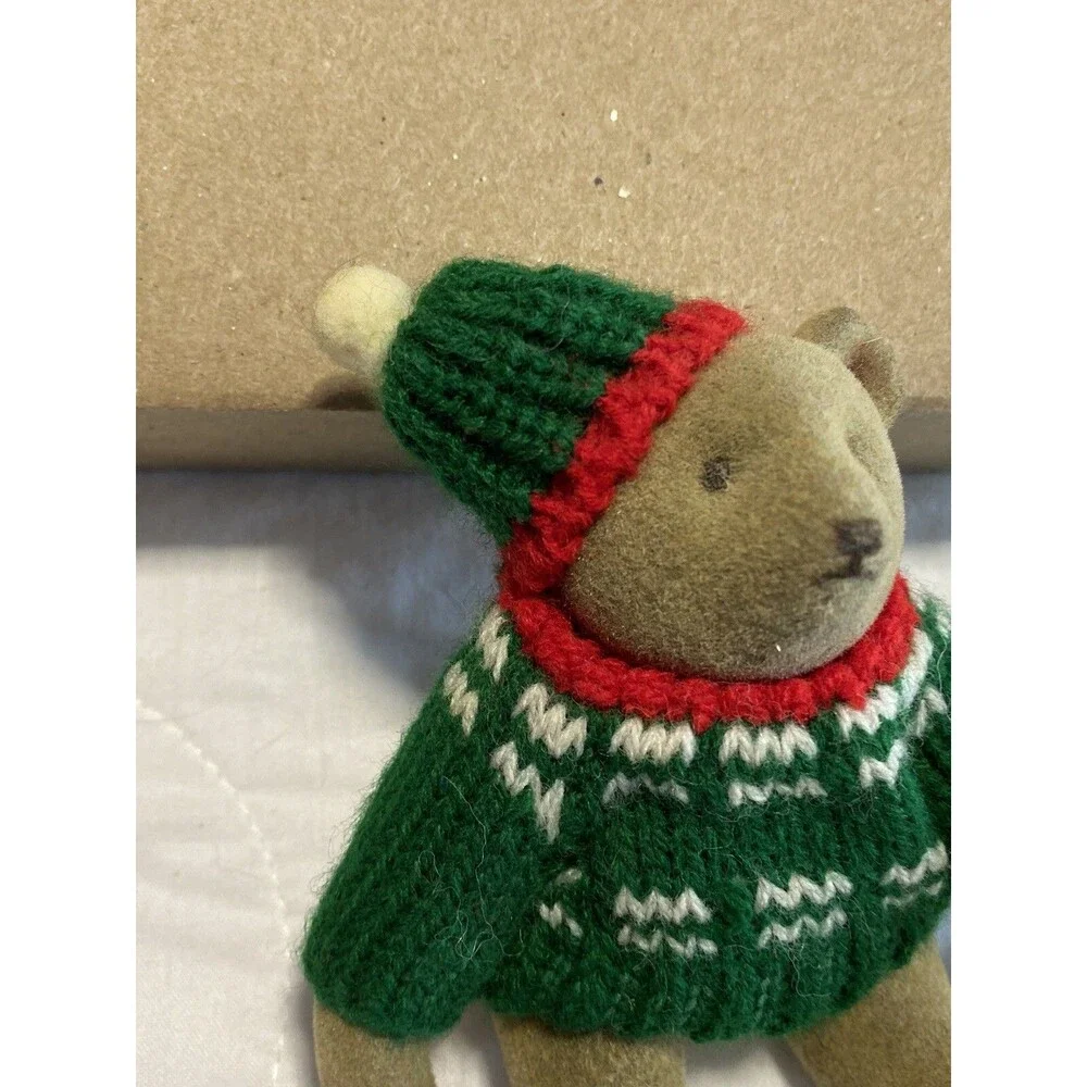 Gund Teddy Bear Miniature Jointed Winter Sweater & Hat Vintage HTF